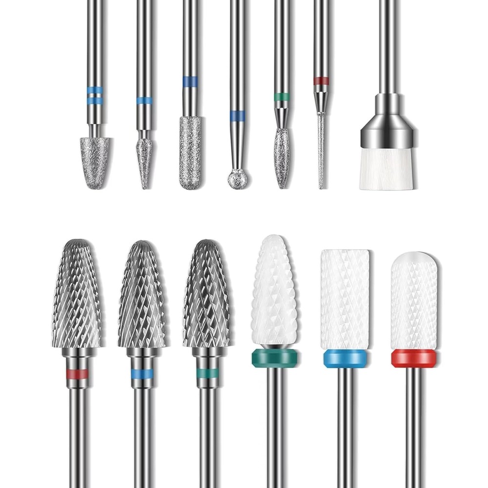 Depvko 13PC Nail Drill Bits Set, for Nails, 3pcs Tungsten 13pcs