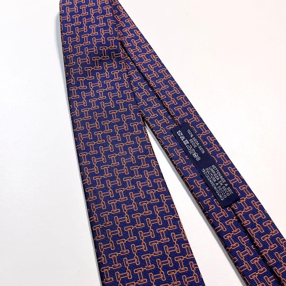Hermes Silk Necktie H Pattern Unused High Quality Mens Accessory