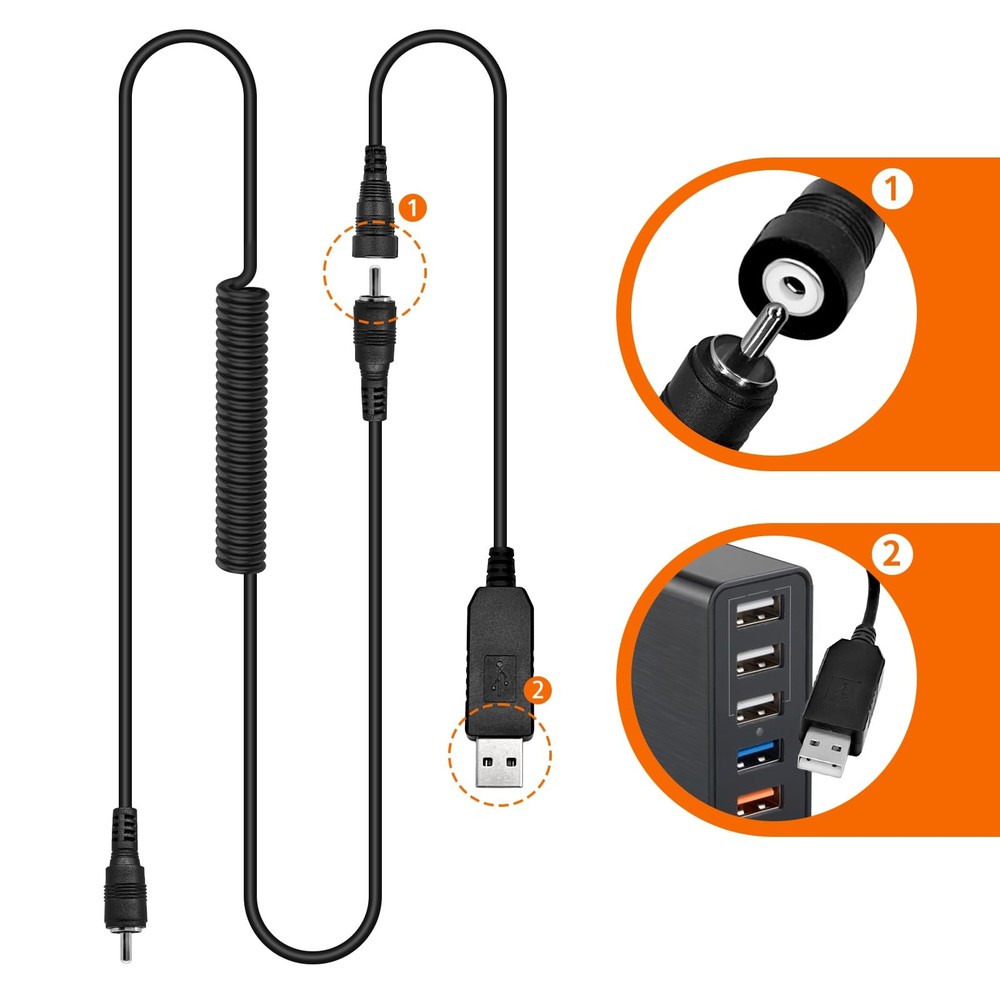 USB Heated Helmet Connector, 12V RCA Plug for Electric Shields & Visors