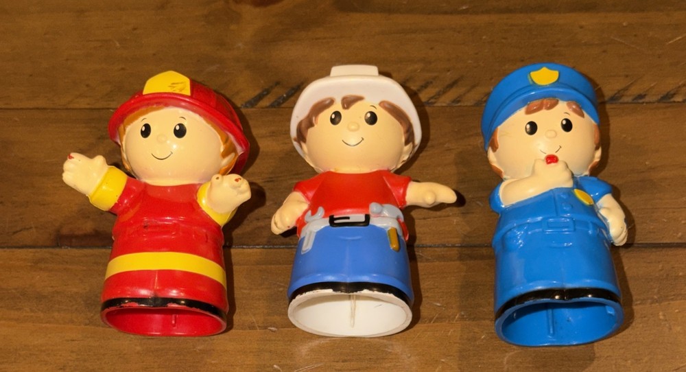 Mega: Mega Bloks - Firefighter, police man & construction worker Figures (3)
