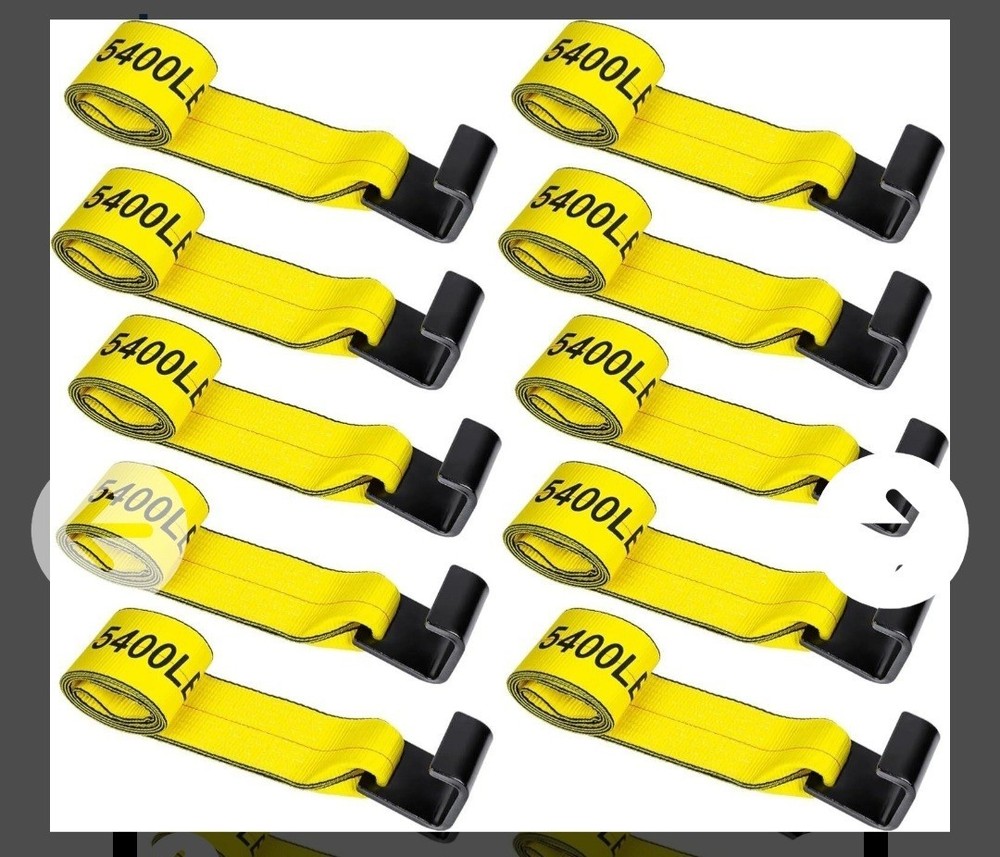 Mimanchi Heavy Duty 4"x5' Roll Off Container Winch Straps Flat Hook 10 Pack