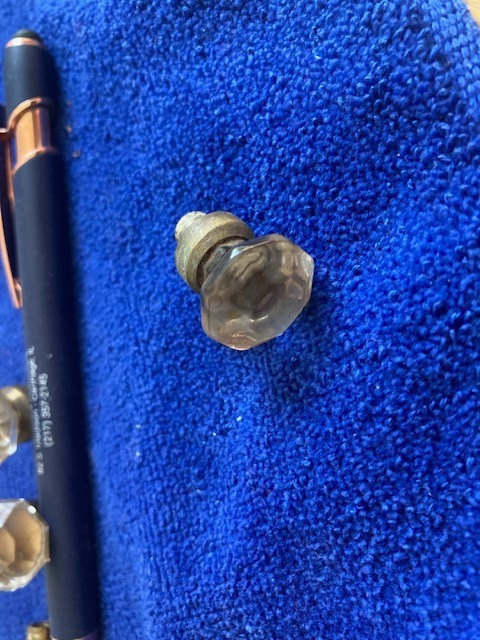 4 Sm Vintage Faceted Glass & Brass Drawer Cabinet Pulls Knobs