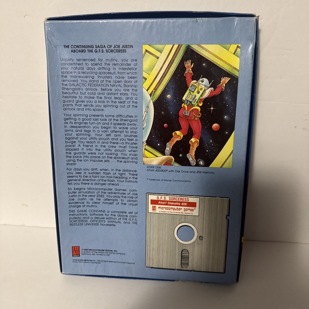 Avalon Hill GFS Sorceress Space Simulation Atari 800 Disk 1982 Complete