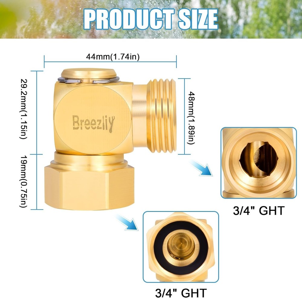 Garden Hose Swivel elbow Connector 90 Degree Solid Brass Pipe 1PC