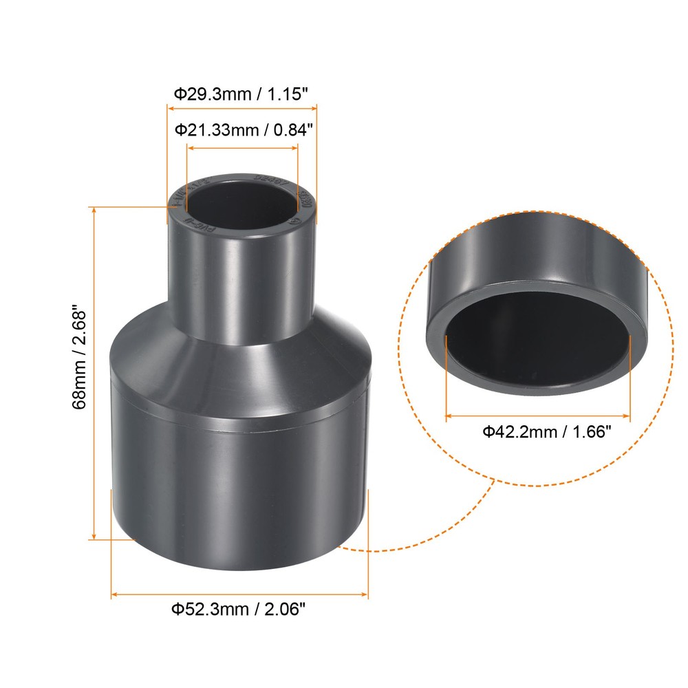 UPVC Fitting Pipe Reducer 1-1/4" x 1/2" 2pcs Straight Coupling