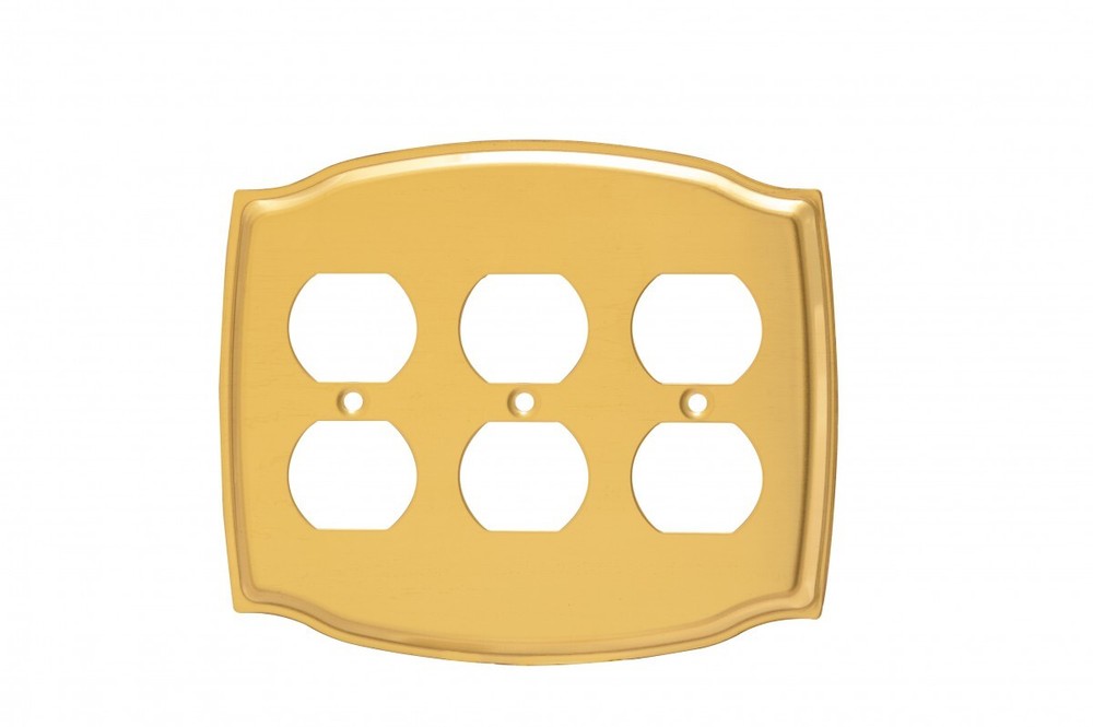 Switchplate Bright Solid Brass Triple Outlet | Renovator's Supply
