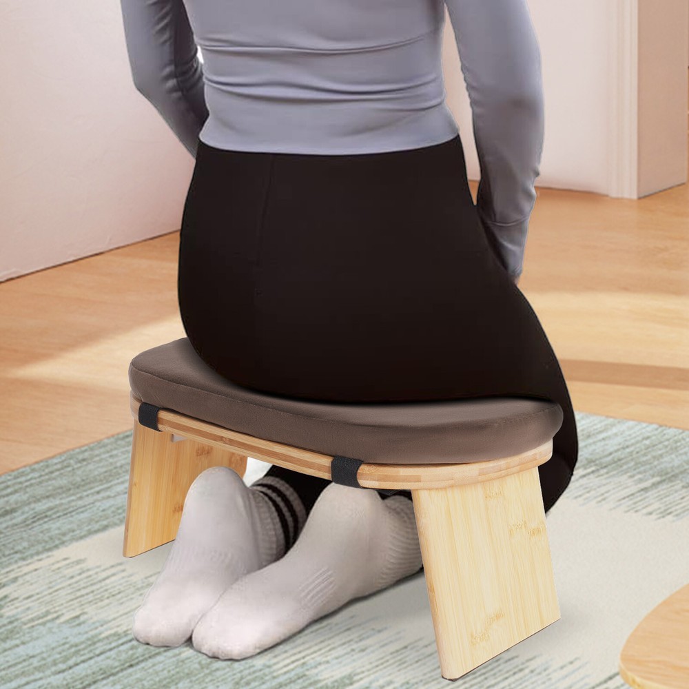 Modern Foldable Kneeling Meditation Bench Meditation Stool With Cushion & Bag