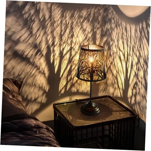 Table Lamp with Dimmer, 3 Levels Dimmable Black Shadow Table Lamp, Touch Switch