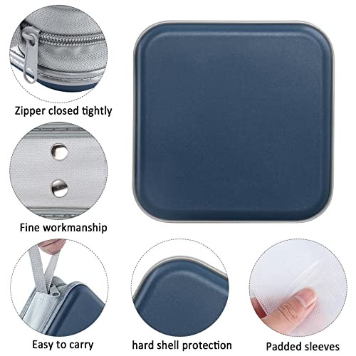 CD Case, 40 Capacity CD/DVD Case Holders Wallet Hard Plastic DVD Disc Dark Blue