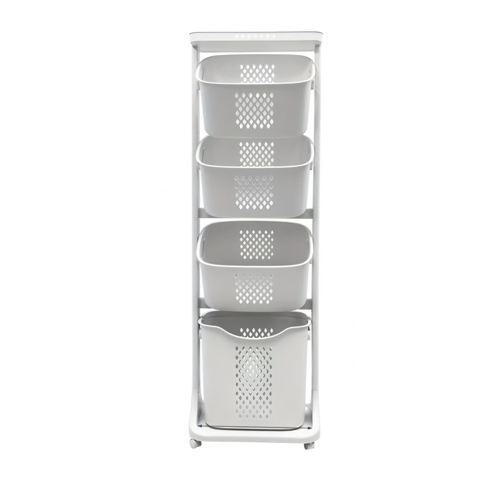 Laundry Basket Sorting Rack Four-Tier Wheeled Design Removable Casters