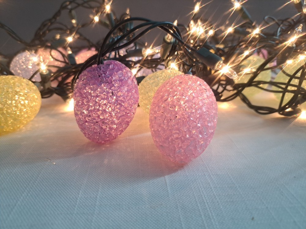 Vintage Set Of 20 Easter Egg Pastel String Lights Decor