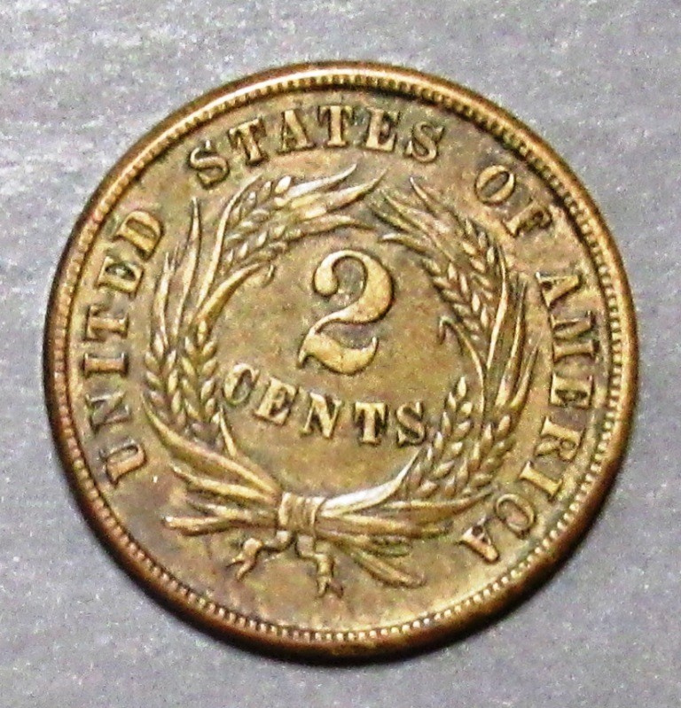 1864 Two Cents Attractive Choice AU.
