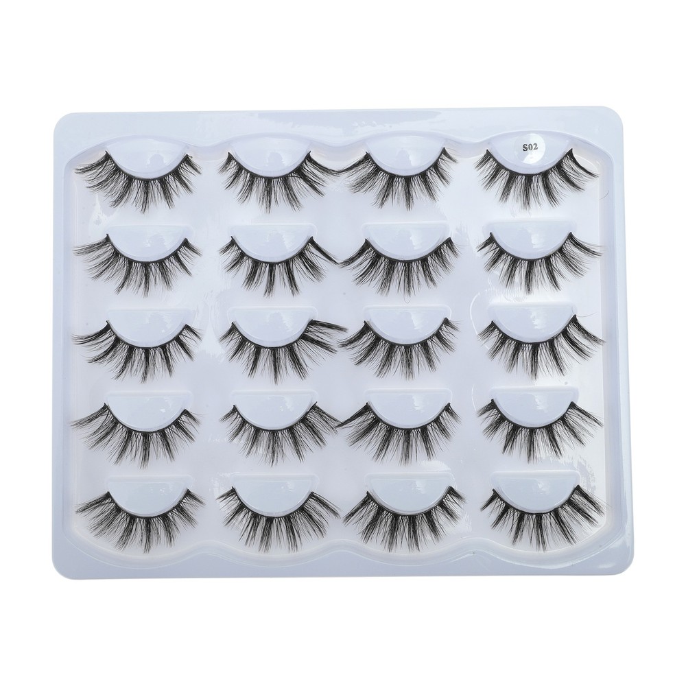 S02 False Eyelashes for Makeup Black 10 Pair