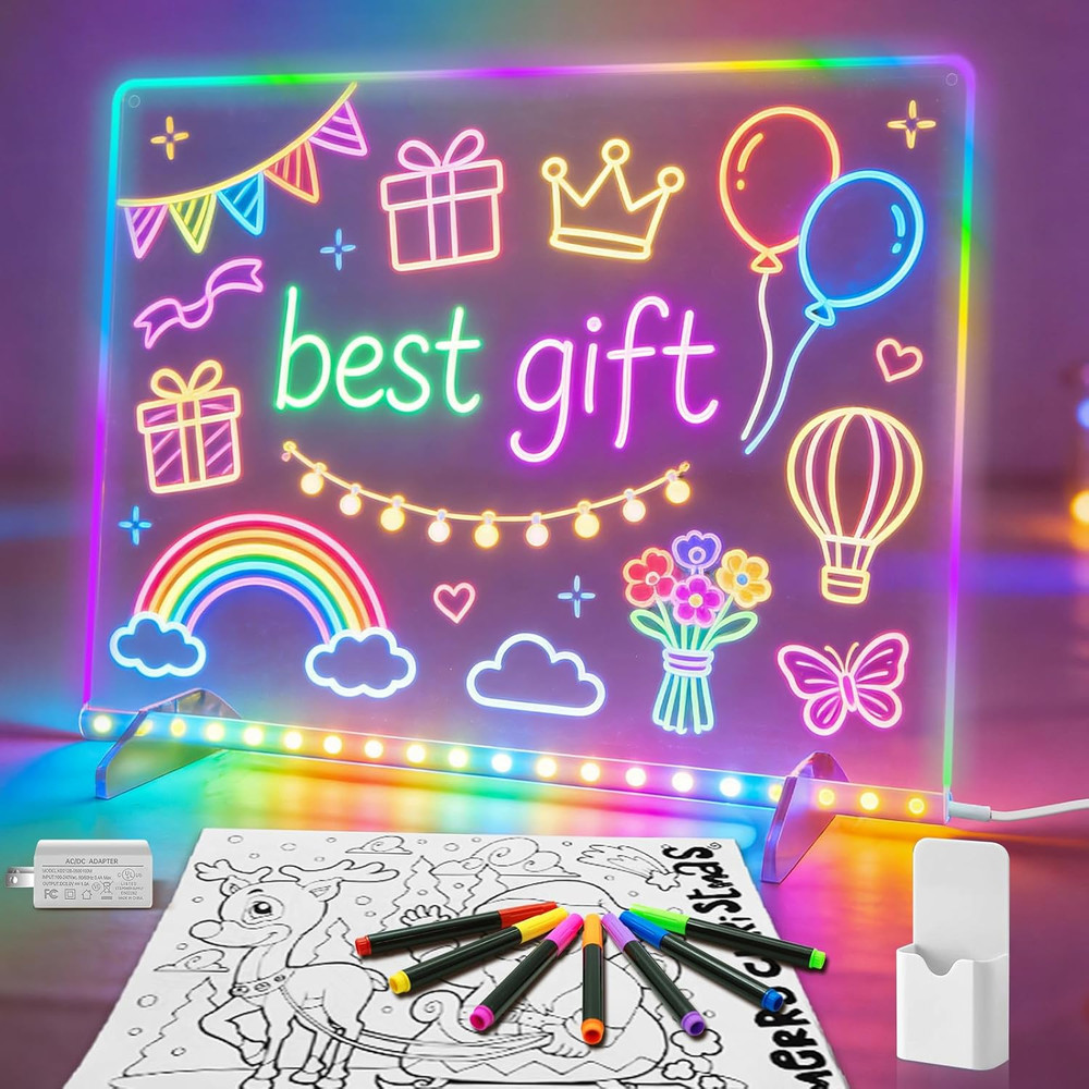 Kids LED Note Board 16" with 13 Light Effects & Tracing Book