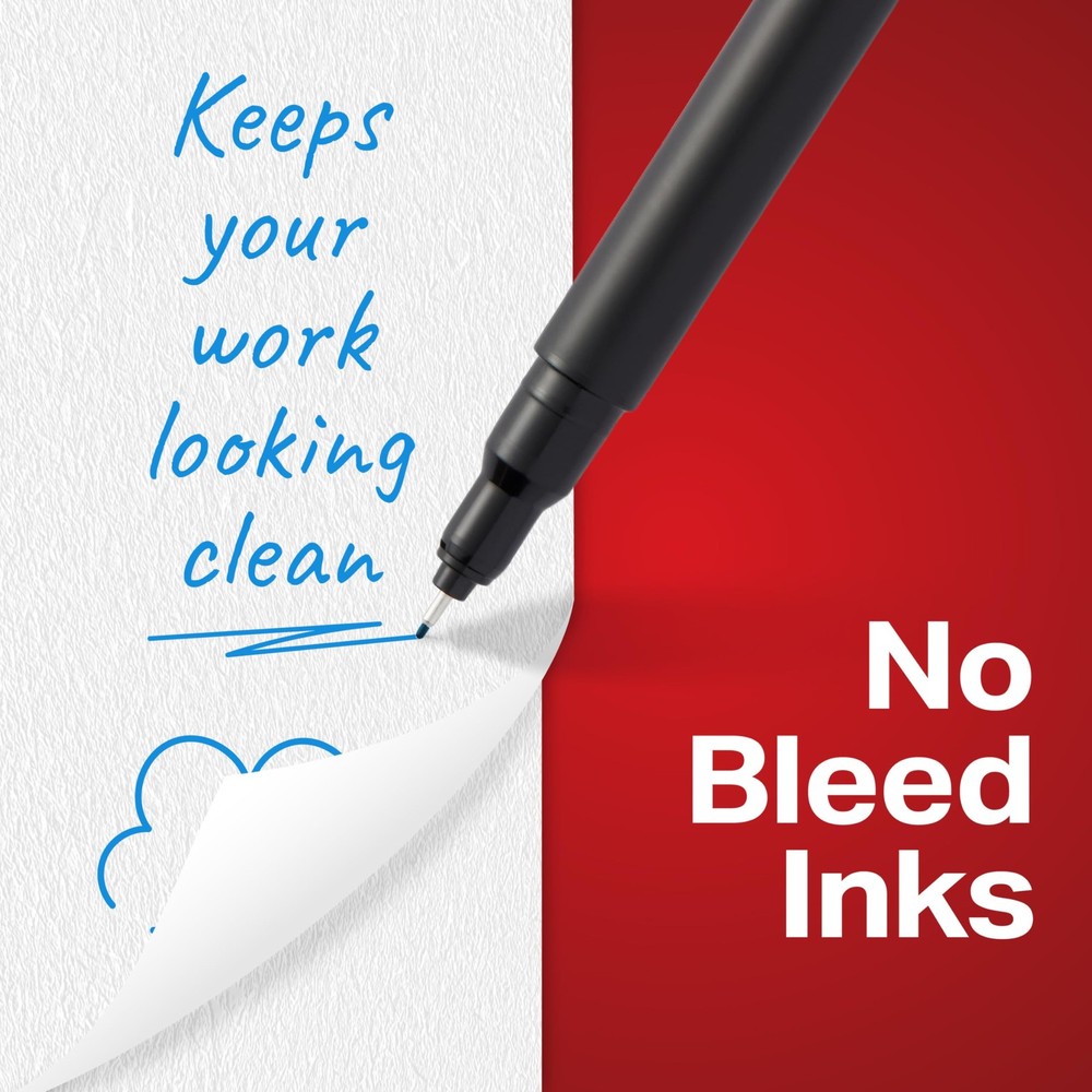 Felt Tip Pens, Fine Point (0.4mm), Blue, 12 Count