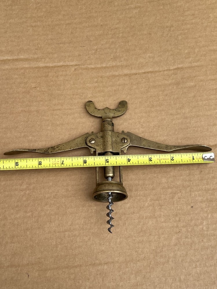 Big Antique Heavy Brass Corkscrew--Cork Pull 9-1/2"