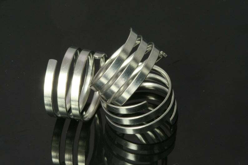 2pcs Wrap Ring Adjustable Silver Tone Nickel Free Plated Brass Statement US8