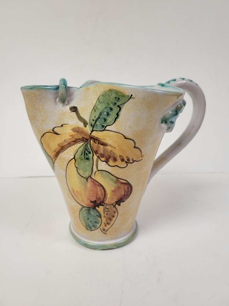 Vintage Italy Hand Painted Pitcher Pinched Spout