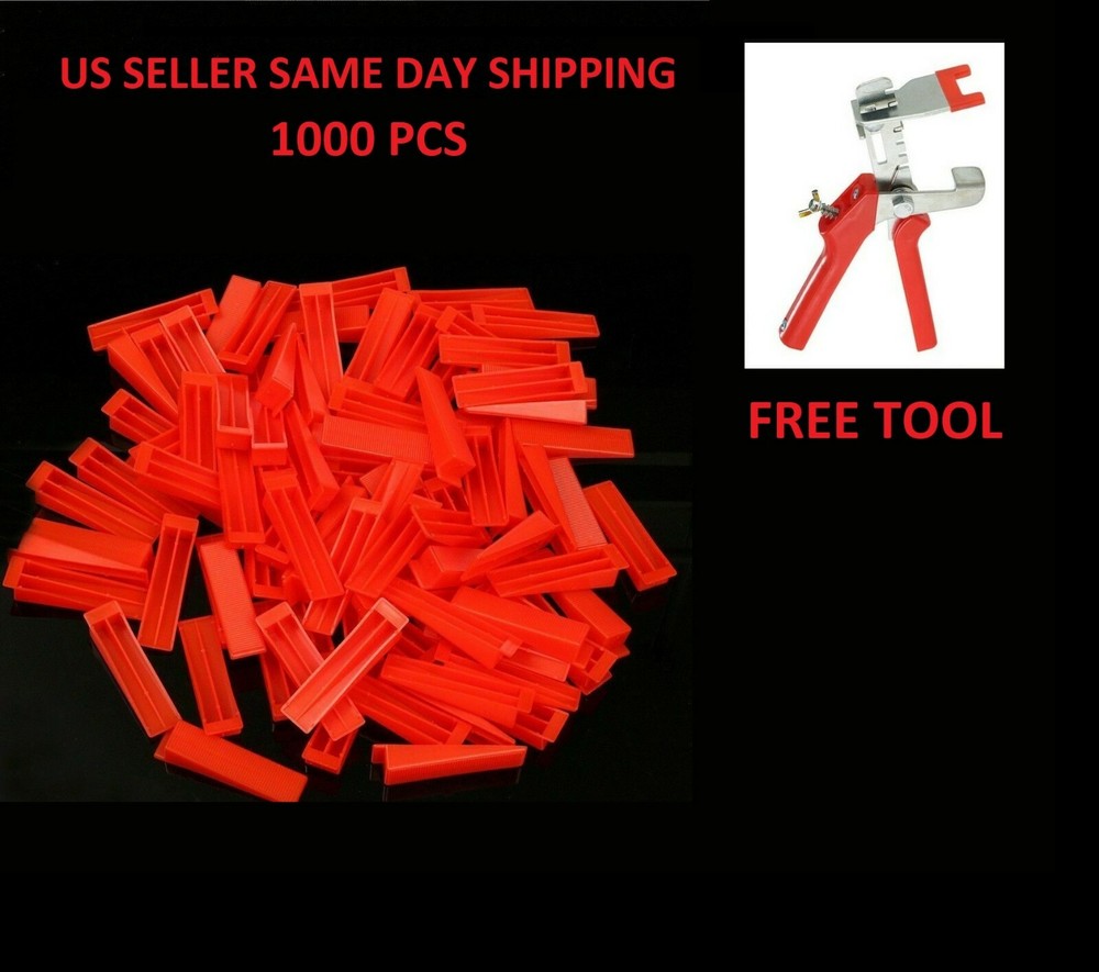 1000 pcs Reusable Flat Tile Leveling System Wedges Wall Floor Spacers FREE TOOL