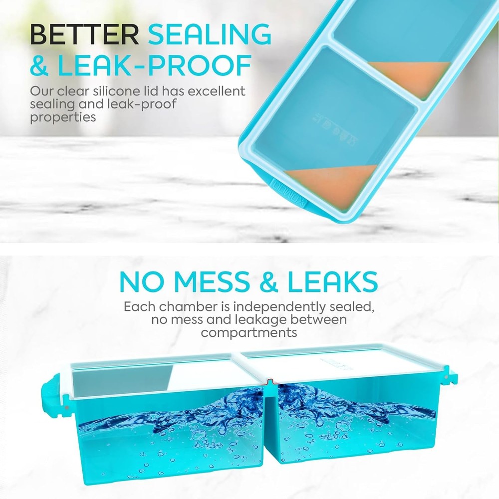 Silicone Freezer Tray -2-cup Extra Ice Cube Tray-makes 4 perfect 500ml (2-Pack)