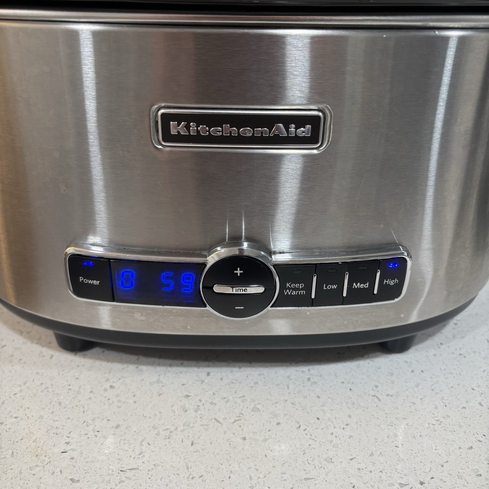 KitchenAid 6-Quart Slow Cooker with Solid Glass Lid - RRKSC6223SS Used Tested