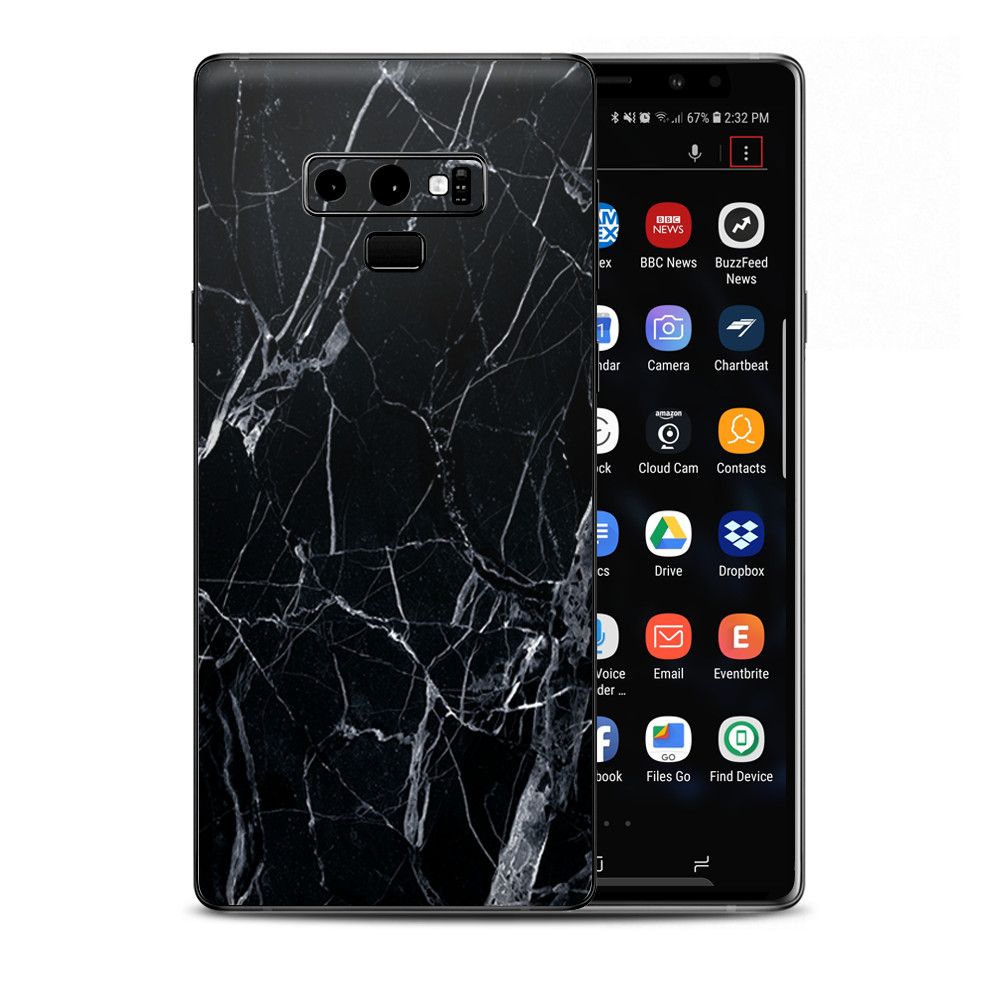 Skins Decal Wrap for Samsung Note 9 - Black Marble Granite White