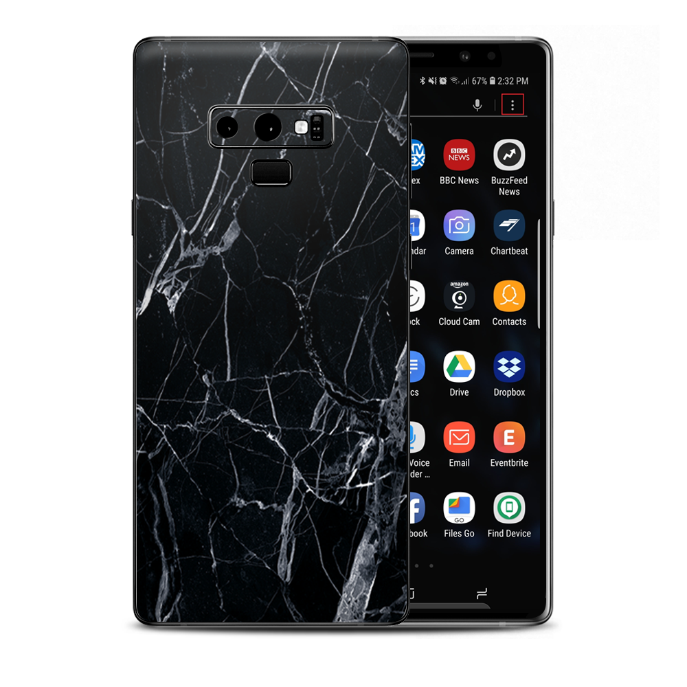 Skins Decal Wrap for Samsung Note 9 - Black Marble Granite White