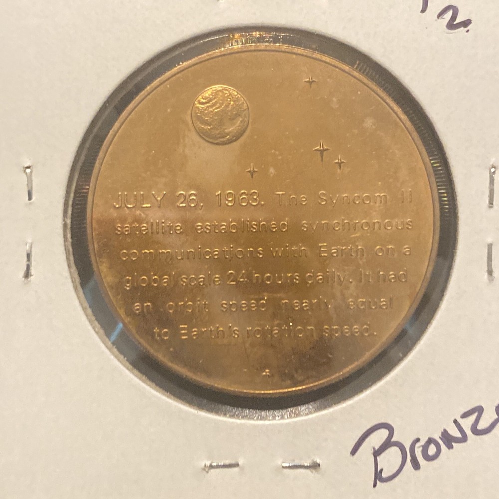 Vintage Syncom 2 Bronze Token Space Synchronous Orbit Satellite Token