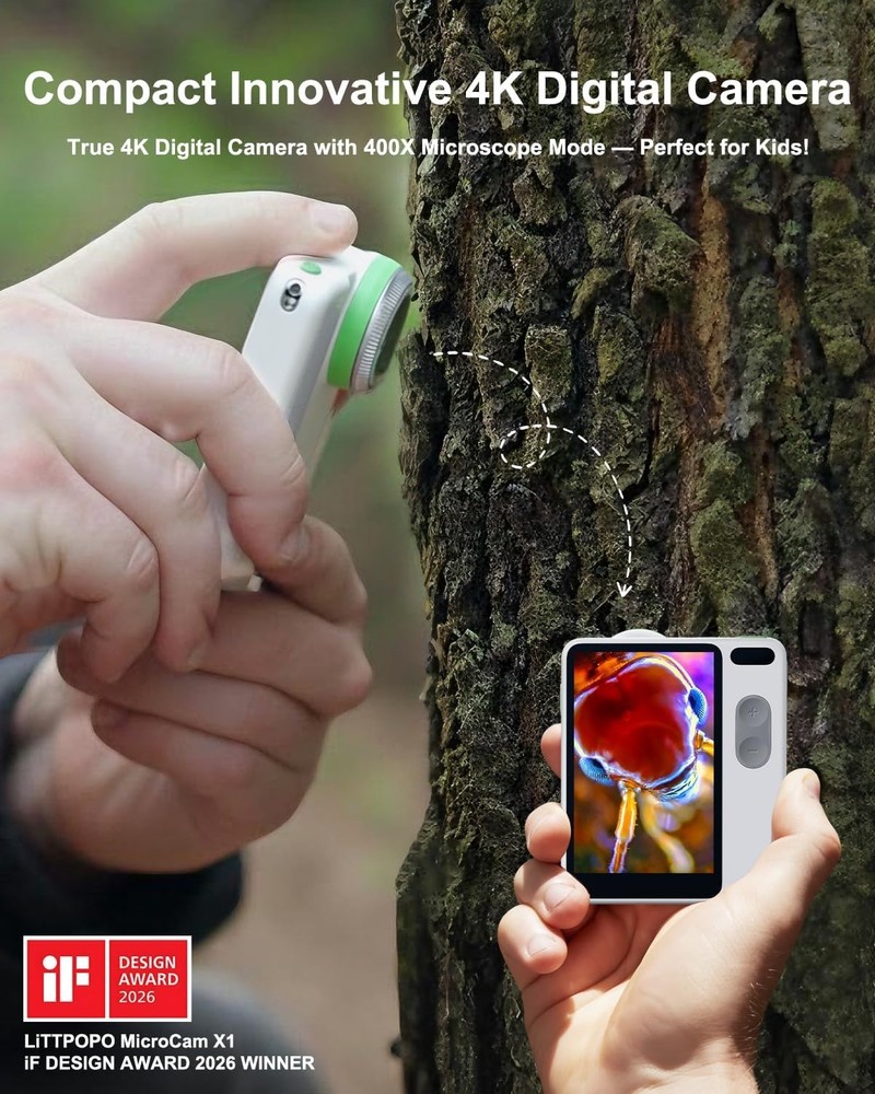LiTTPOPO MicroCam X1 4K Digital Camera with 400X Microscope