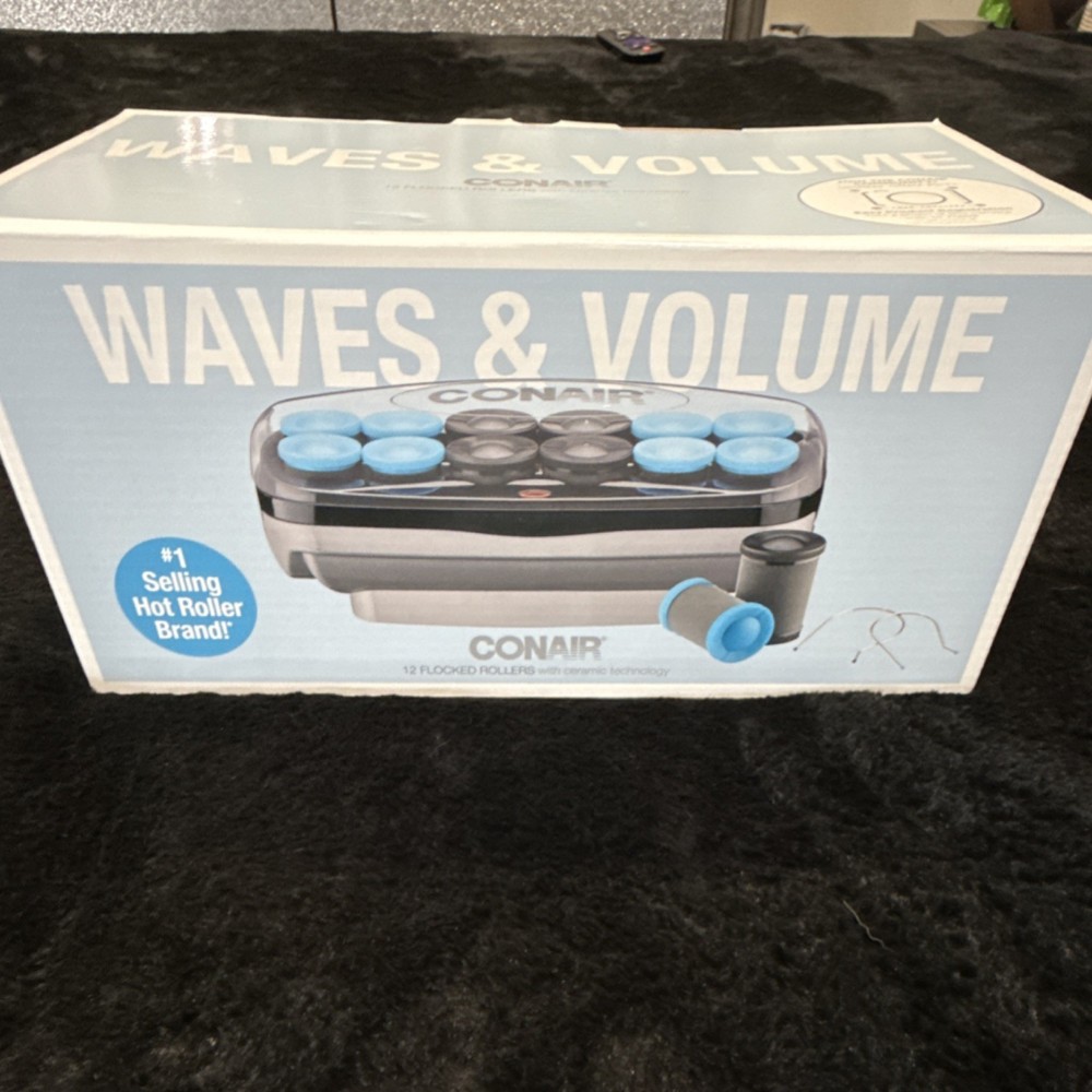 Conair Ceramic Hot Rollers Waves & Volume Blue Black Electric Set