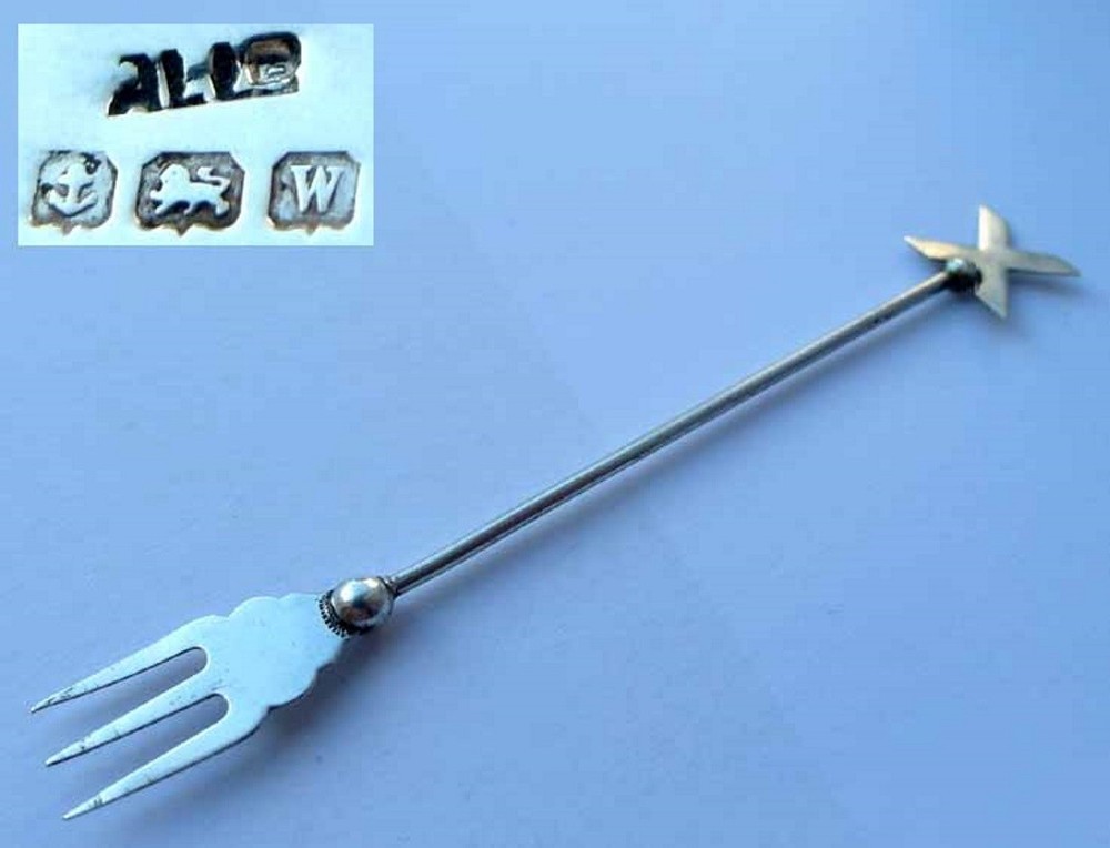 Rare Fork, Serviergabe, Silver, England, Um 1921 F49