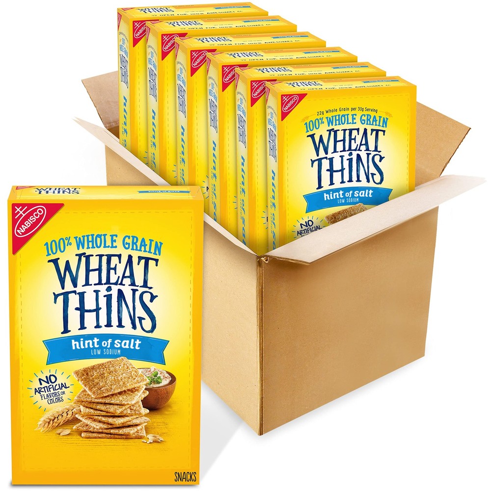 Low Sodium Whole Grain Wheat Crackers - Bulk Snack Crackers, 6 Boxes