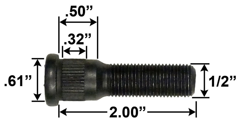 Dexter 1/2"-20 x 2" Press-In Trailer Wheel Stud Boat Replacement Repair Hub .61