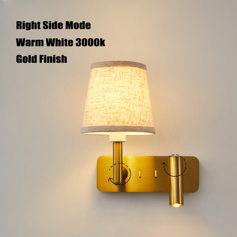 COB LED Luxury Reading Light Fixture E27 Bulb Rotate Wall Lamp Spotlight Switch