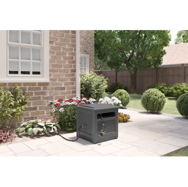 Suncast Wicker Hideaway Plastic 225-ft Container Hose Reel