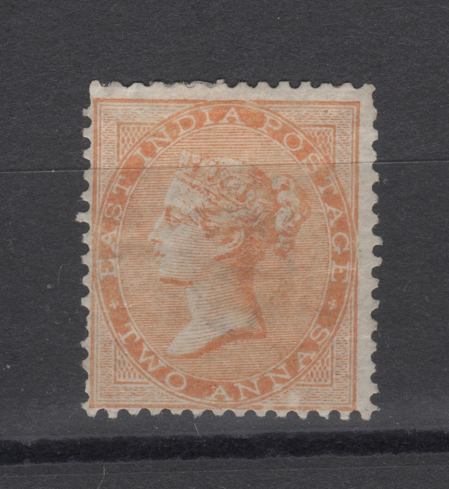 INDIA #23a yellow 2 anna MINT hinged well centred for issue