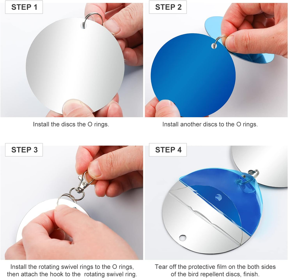 30 Pcs Bird Scare Discs -Highly Reflective Double-Sided Reflectors Upgraded Disc