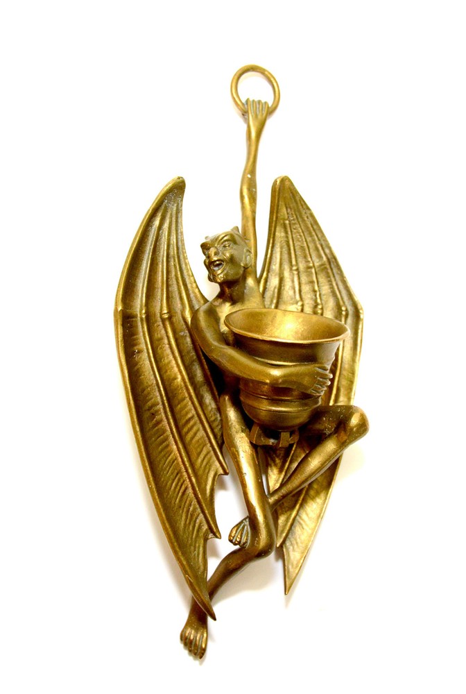 Vienna Bronze Hanging Devil Figure Match Holder
