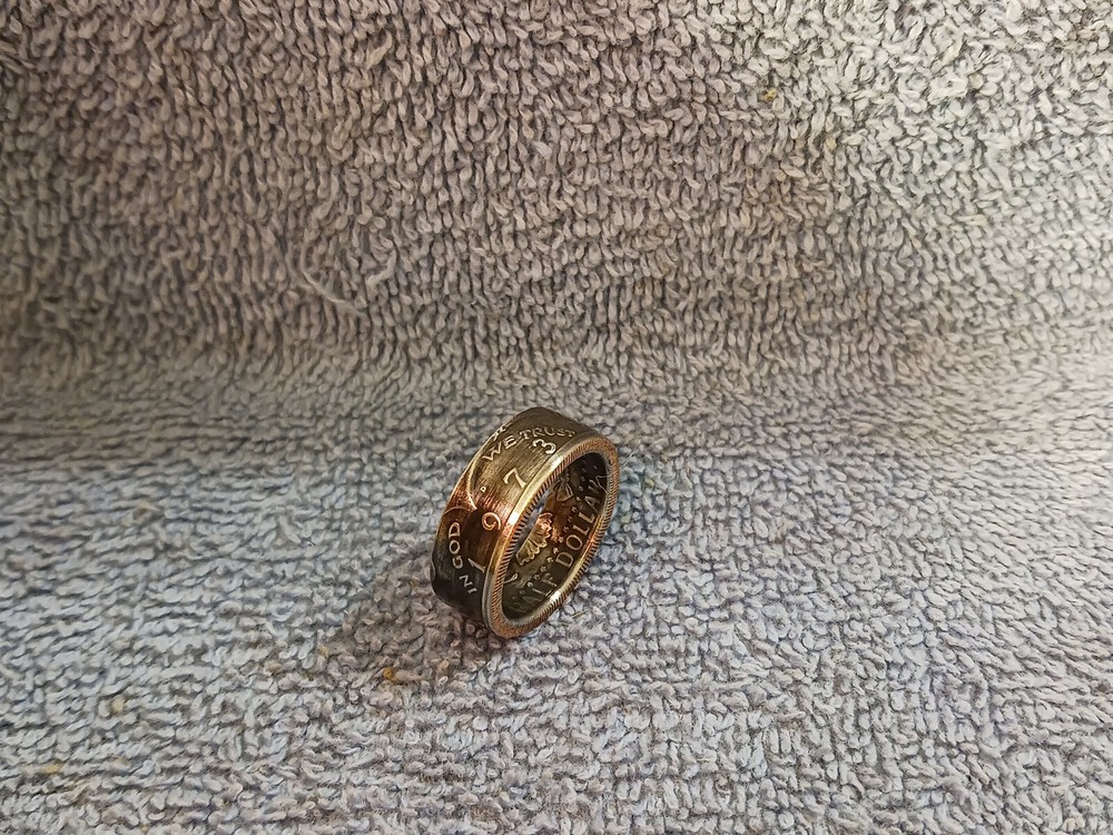 1973  Kennedy Half Dollars  size 11  coin ring  Handmade mixed metals (A)