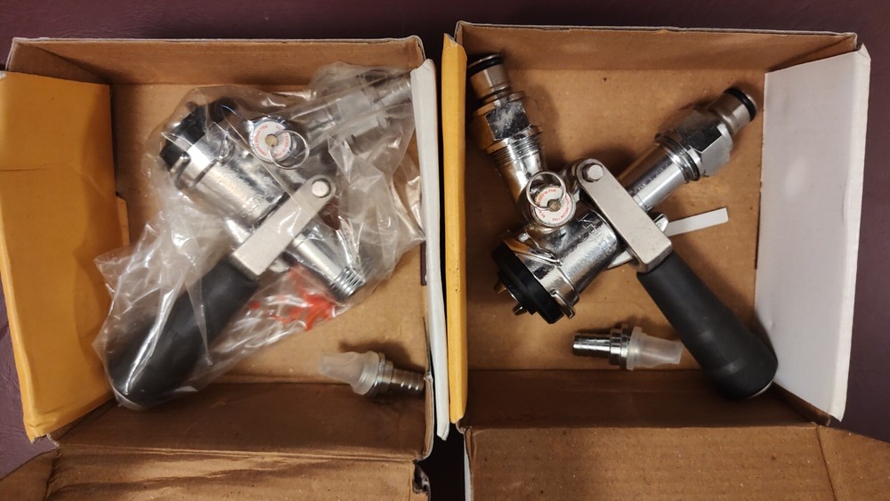 (2) New Krome Dispense C737 Keg Coupler D System Brass Body & Probe Pull Handle