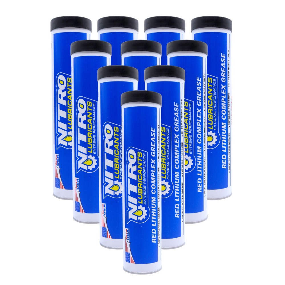 Nitro Lubricants Red Lithium Grease – 14oz Heavy-Duty, Multi-Purpose (10-Pack)
