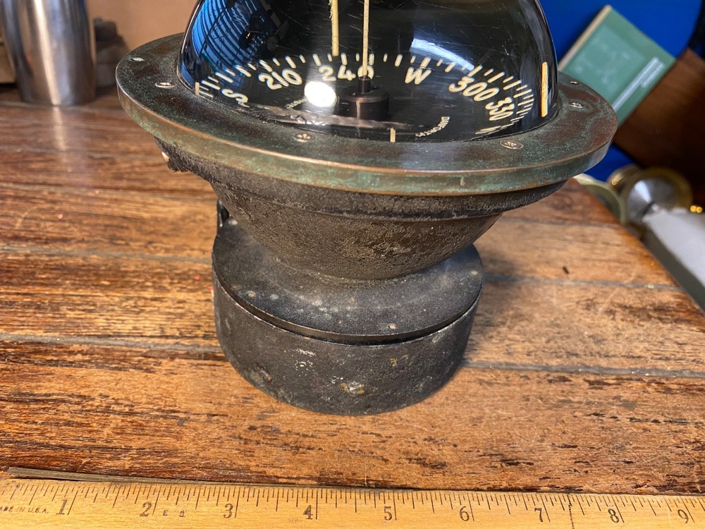 Vintage Danforth Constellation Dash Mount Compass 5" Card Red LED Light