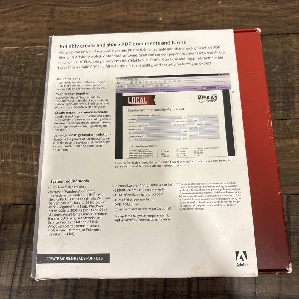 Adobe Acrobat X Standard Windows CD Software 10