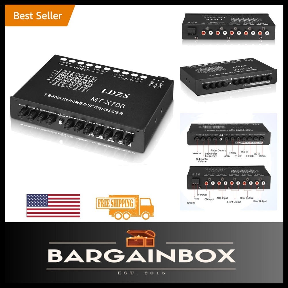 Adjustable 7-Band Car Equalizer with CD/AUX Input: Elevate Your Audio Experience