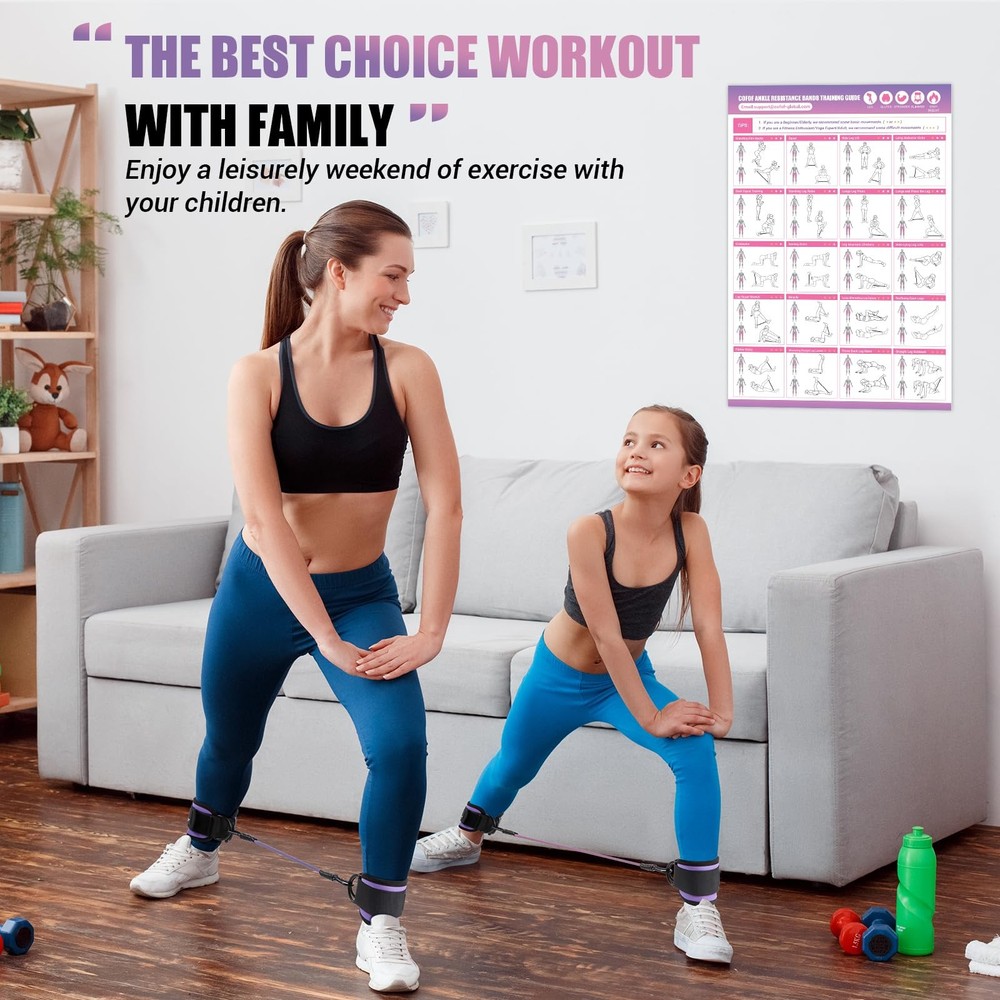 Ankle Resistance Bands with Cuffs, for Working Medium, Purple