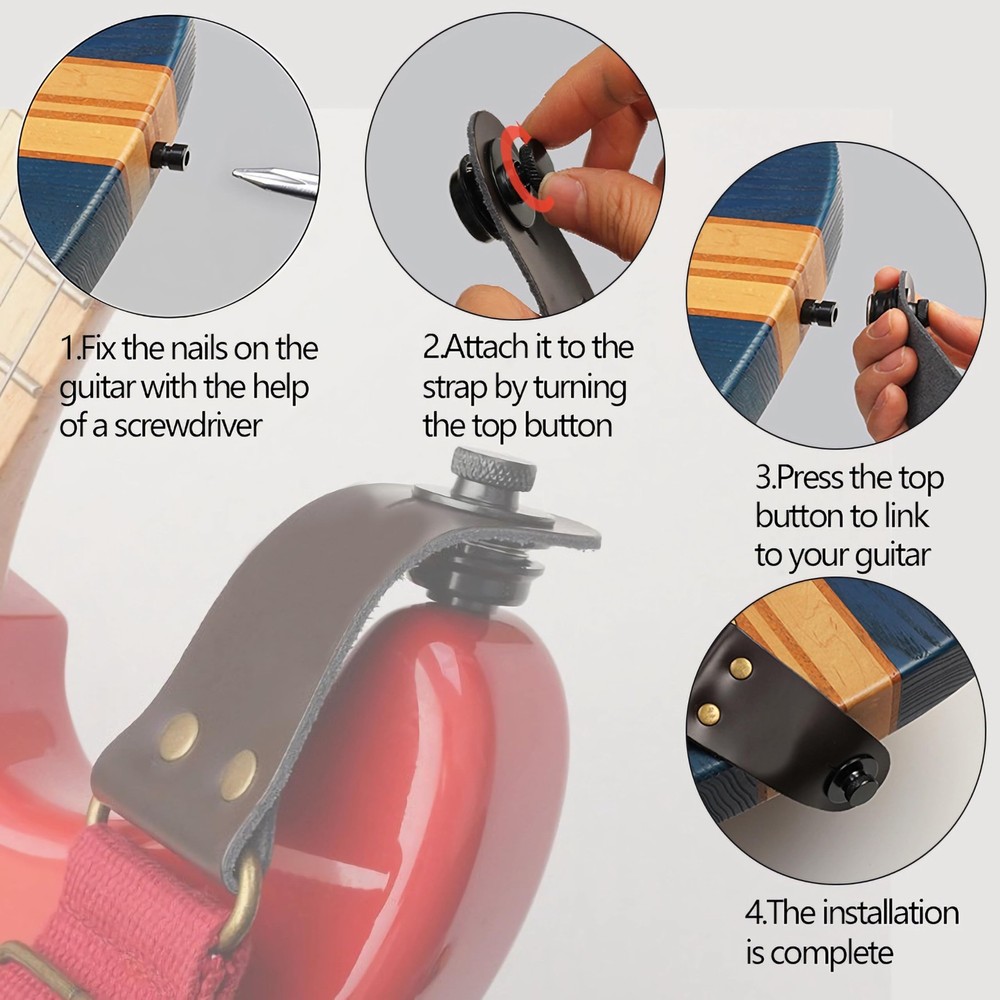 2pcs Guitar strap lock, button quick install/release strap lock, guitar stra...