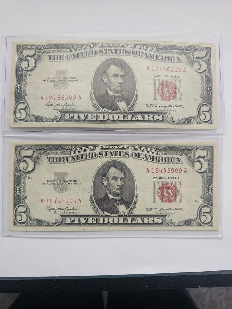 Two 1963 $5 Dollar Bill