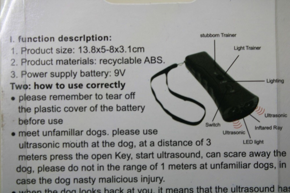 Dog Canine Chaser Repeller Trainer Ultrasonic LED Flashlight