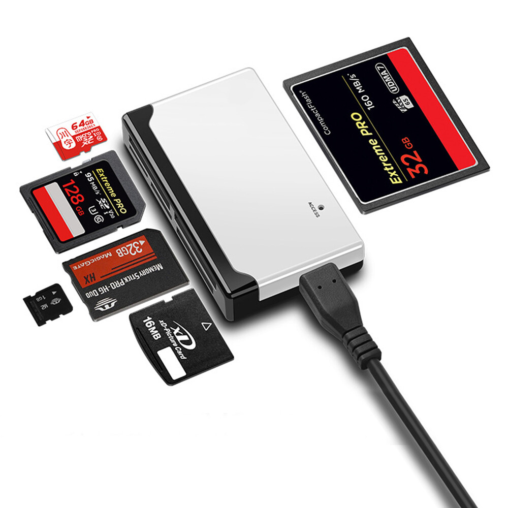 6in1 Card Reader Hub USB 2.0 Type C Micro SD TF CF Smart Memory Adapter Computer