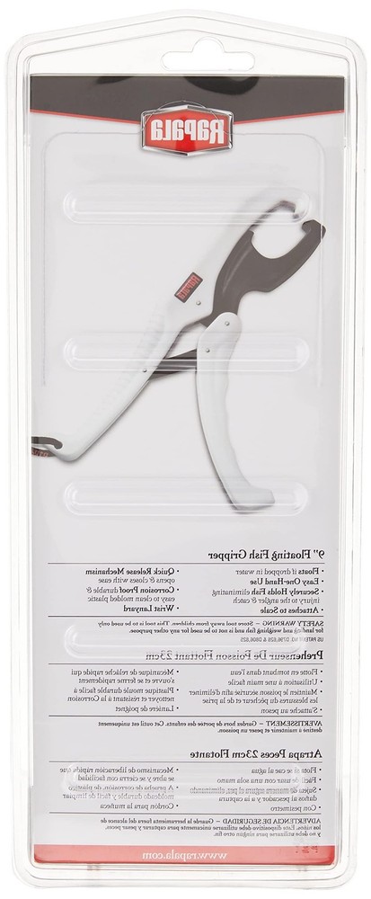 9" Floating Fish Gripper Tool Easy Catch and Release, White/Black